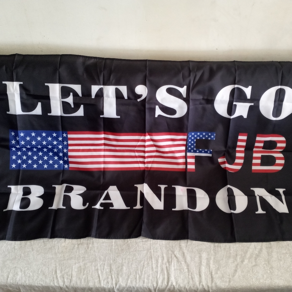 3 Ft by 5 Ft Let's go Brandon FJB Black One-Sided Flag